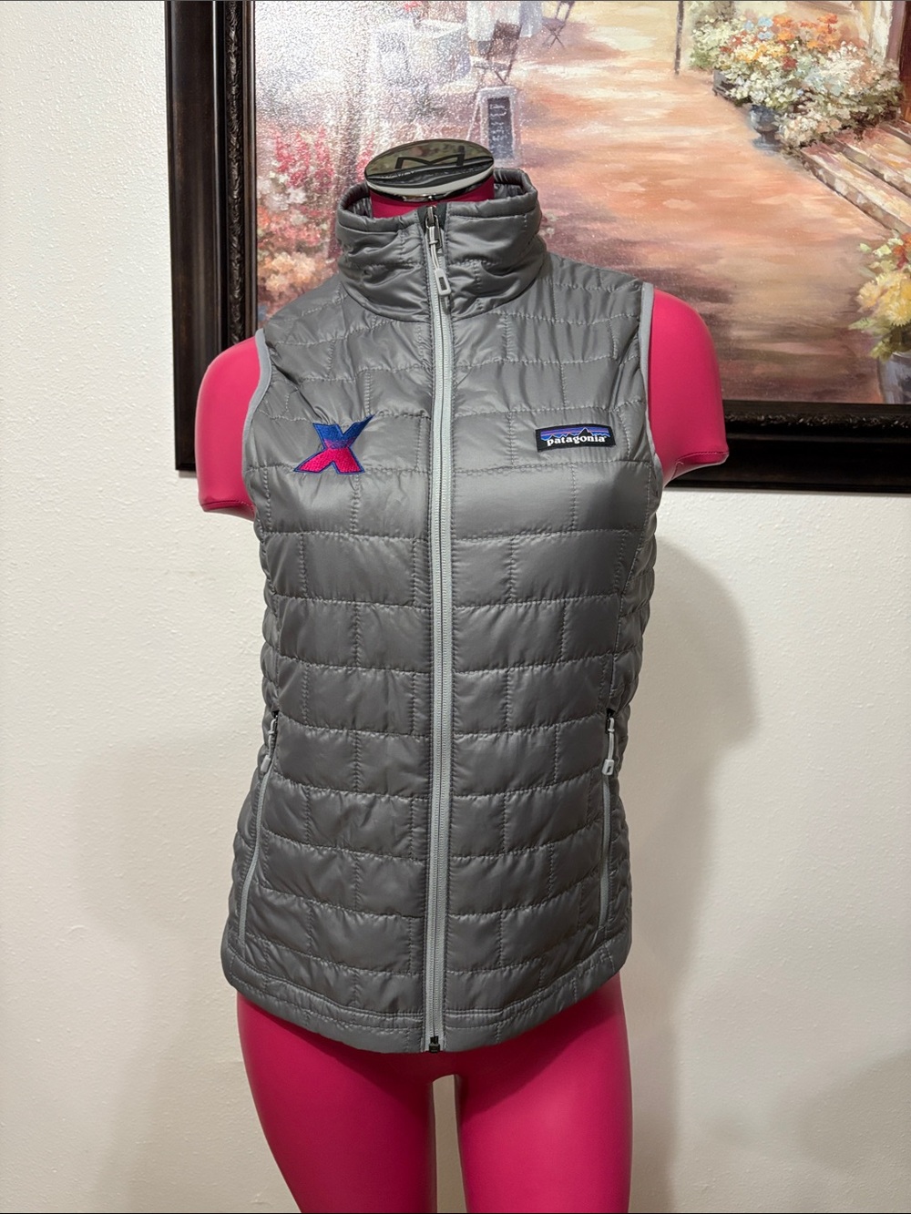 Patagonia Primaloft Quilted Puffer Vest Gray Women's Size XS Full Zip Pockets